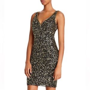 New Mac Duggal Sequin V-Back Mini Dress